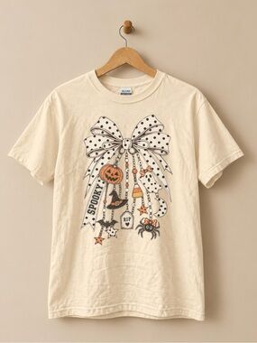 Spooky Bow White Dots Tee Pumpkin Halloween Unisex T-shirt